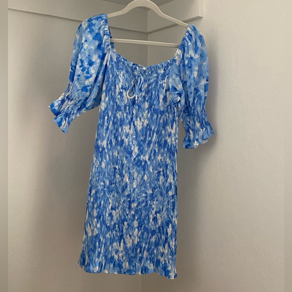 Faithfull the Brand Magnolia Mini Dress Roos Tie Dye Blue - Picture 5 of 8